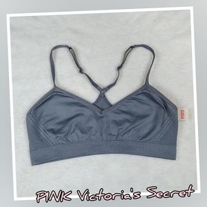 PINK Victoria's Secret Gray Racerback Strappy Bralette